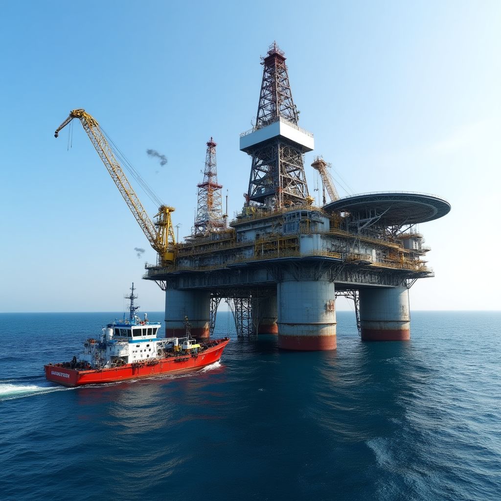 Plataforma petrolera marina en costa argentina