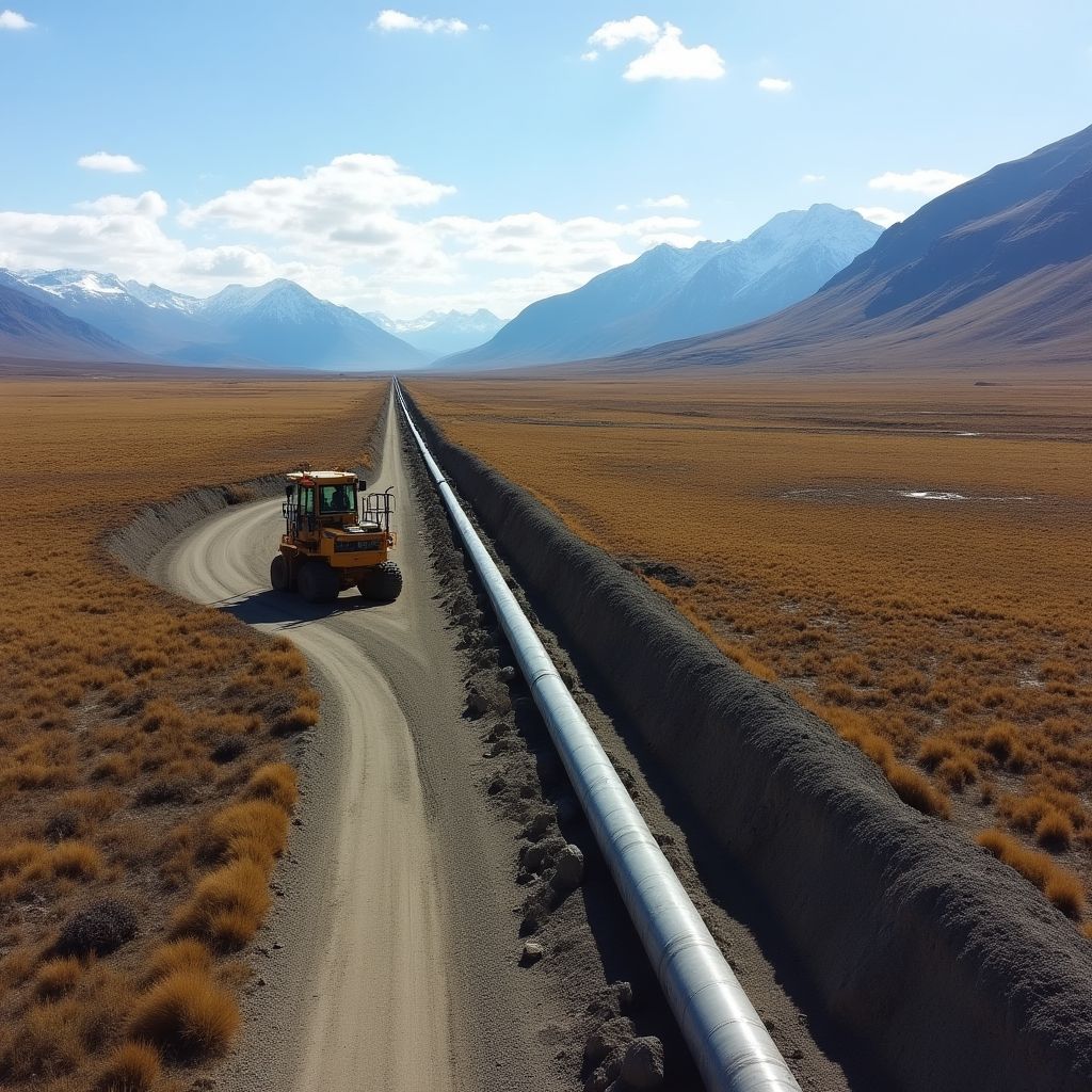 Construcción de oleoducto en Patagonia